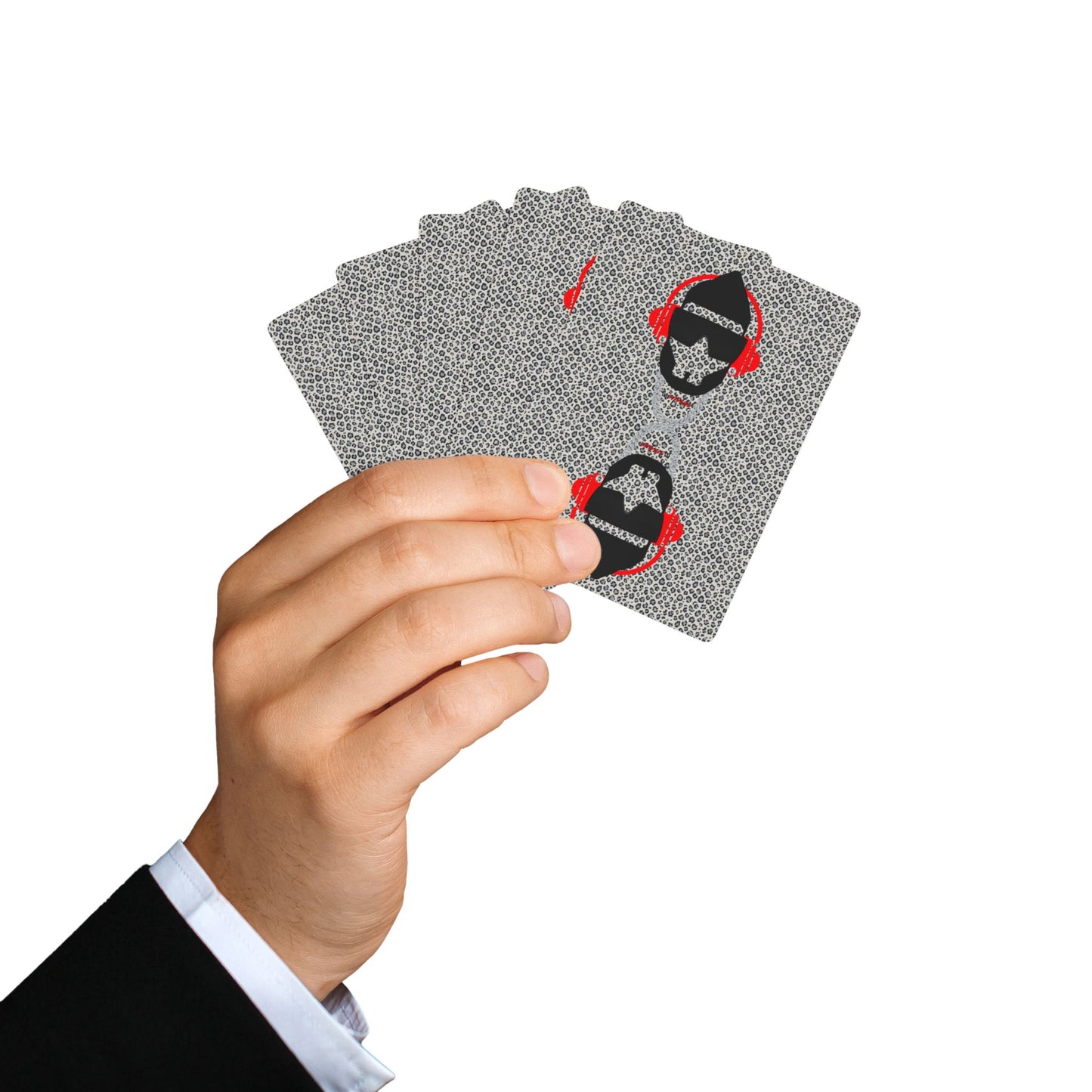 Red Headphone Strange Silhouette Poker Playing Cards — Designer Spade Ace Deck