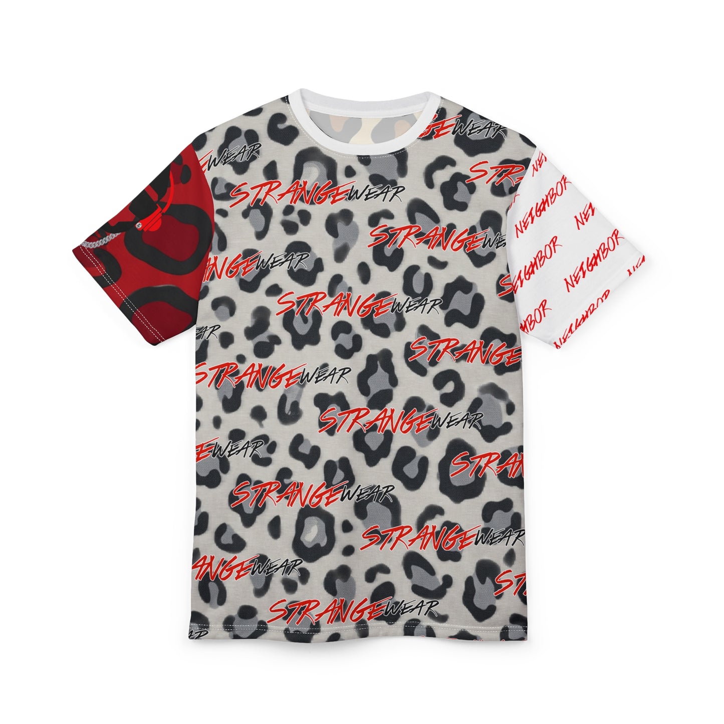 Strange Wear Leopard Graphic Tee — All-Over Print Streetwear