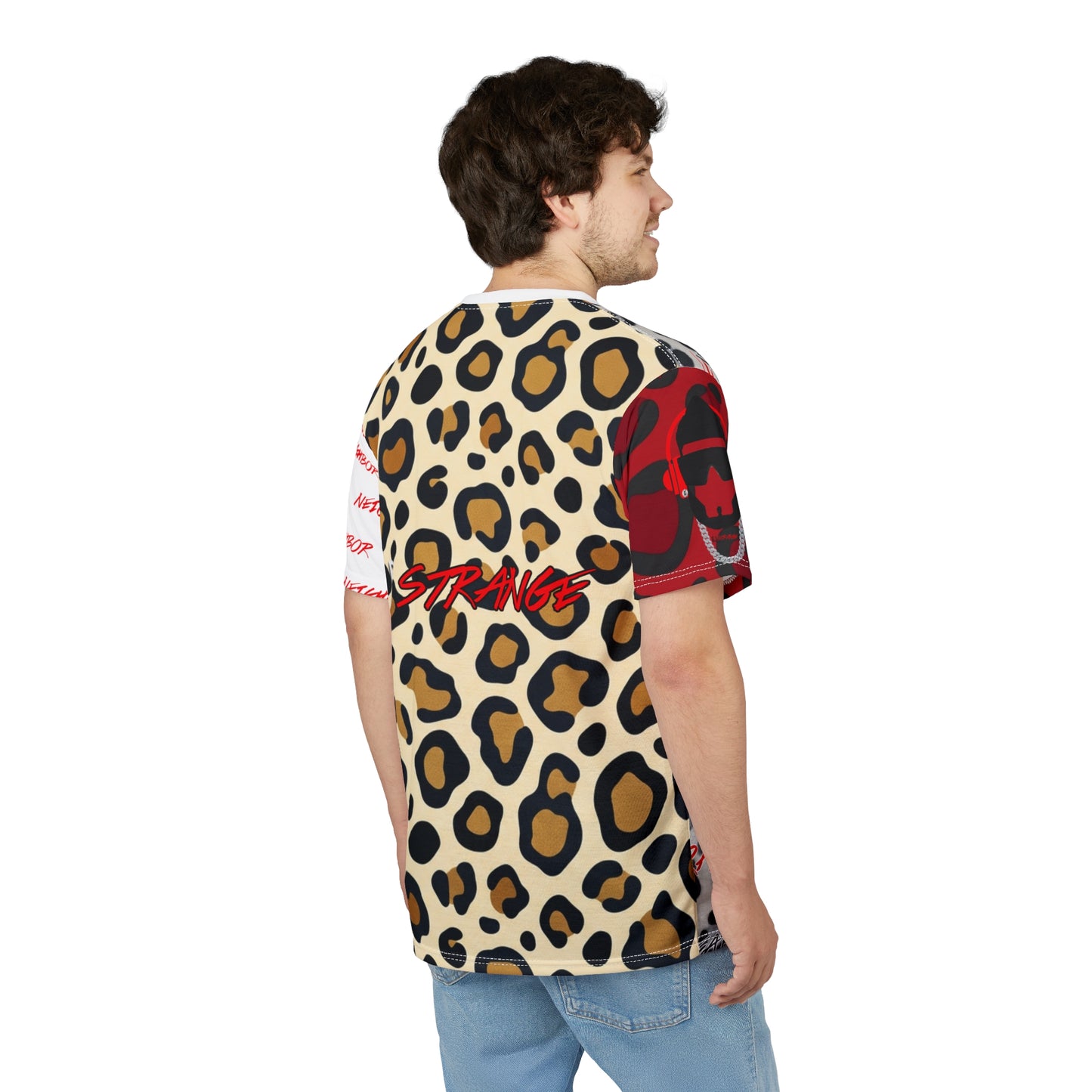 Strange Wear Leopard Graphic Tee — All-Over Print Streetwear