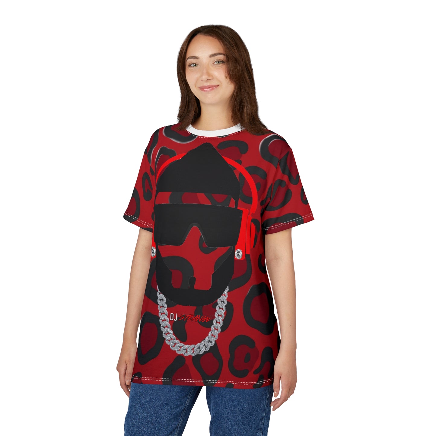 Red Leopard Print StrangeWear Graphic Tee
