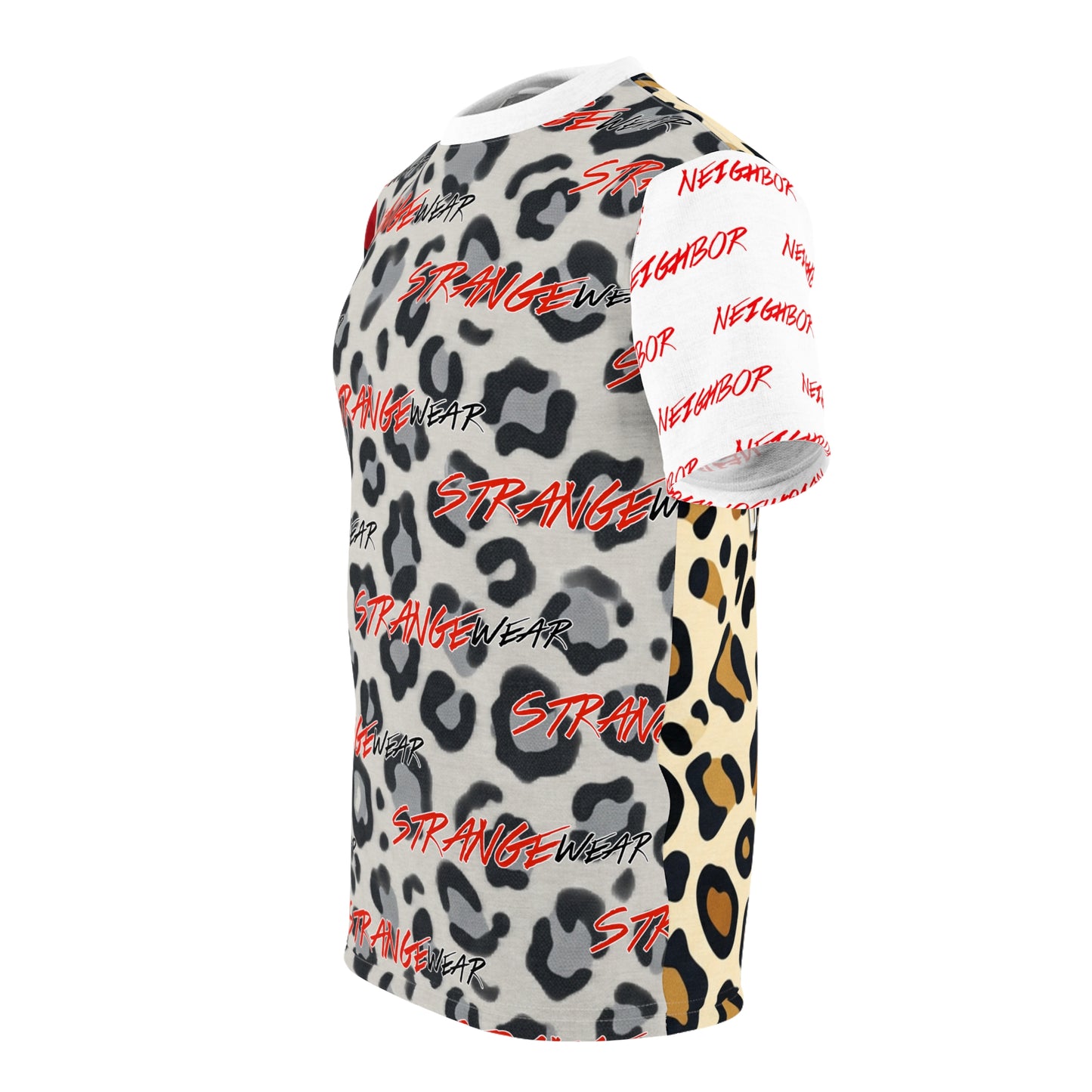 Strange Wear Leopard Graphic Tee — All-Over Print Streetwear