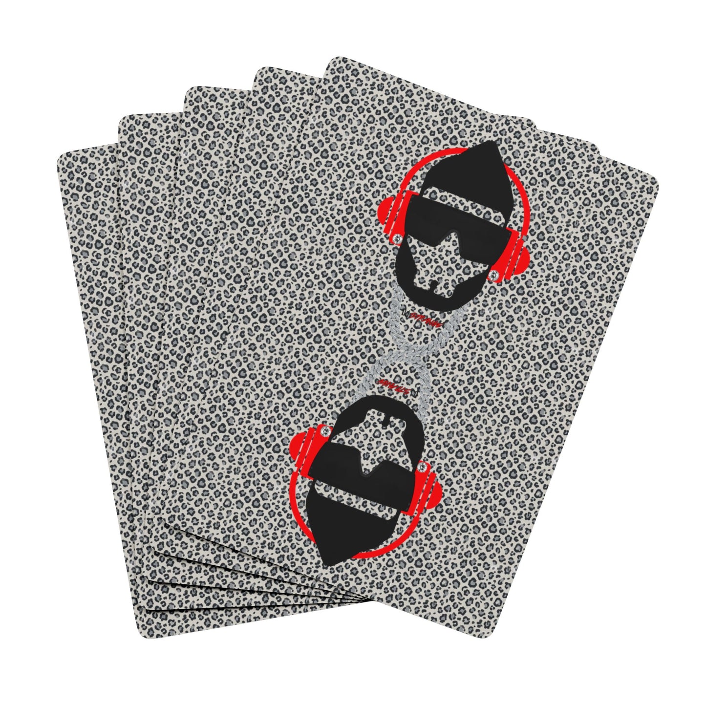 Red Headphone Strange Silhouette Poker Playing Cards — Designer Spade Ace Deck