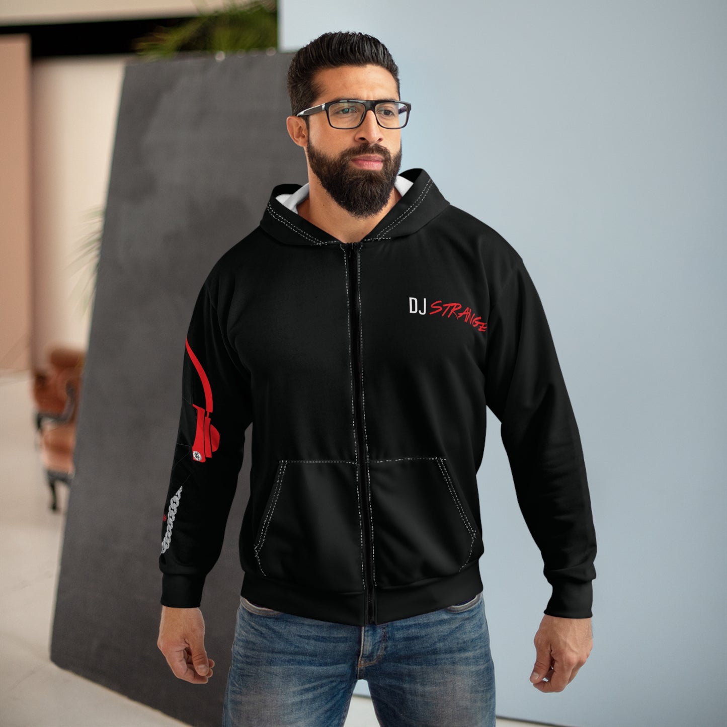 Unisex Zip Hoodie - DJ STRANGE & NEIGHBOR Graphic AOP