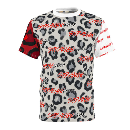 Strange Wear Leopard Graphic Tee — All-Over Print Streetwear