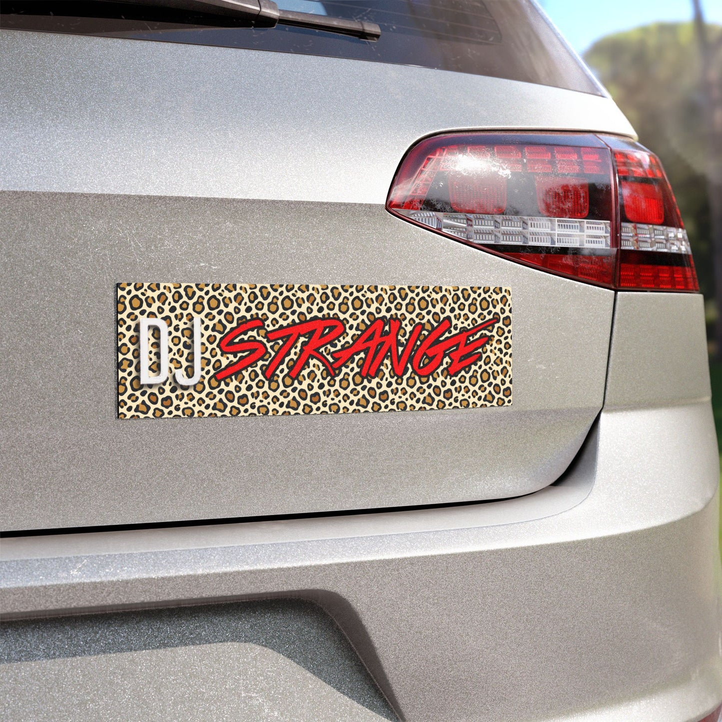 Leopard DJ Car Magnet — Retro Headphones & Chain Auto Decal