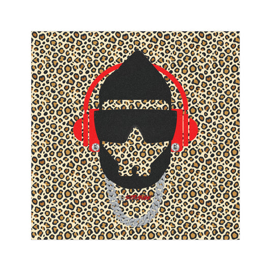 Leopard DJ Car Magnet — Retro Headphones & Chain Auto Decal