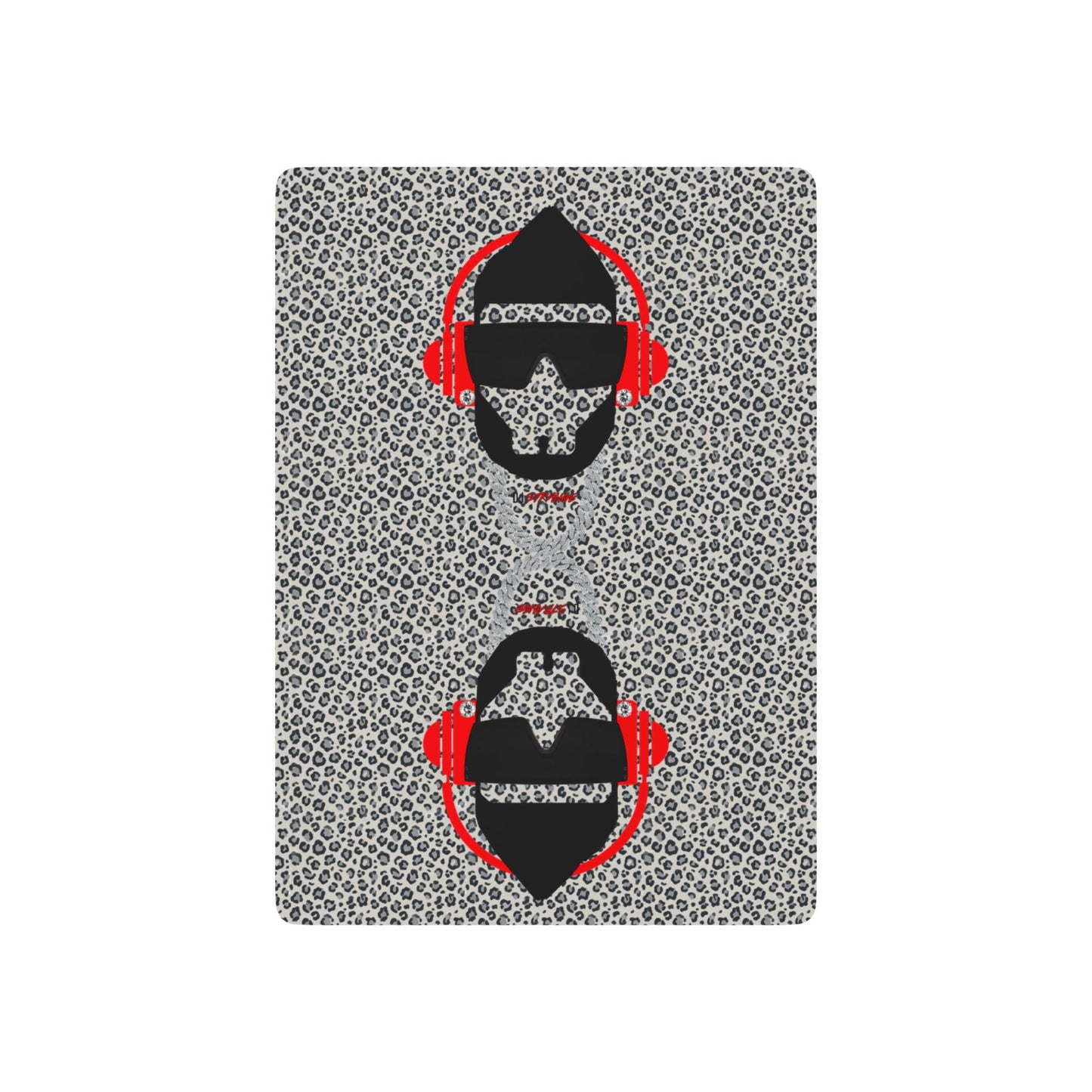Red Headphone Strange Silhouette Poker Playing Cards — Designer Spade Ace Deck