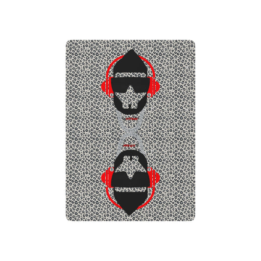Red Headphone Strange Silhouette Poker Playing Cards — Designer Spade Ace Deck