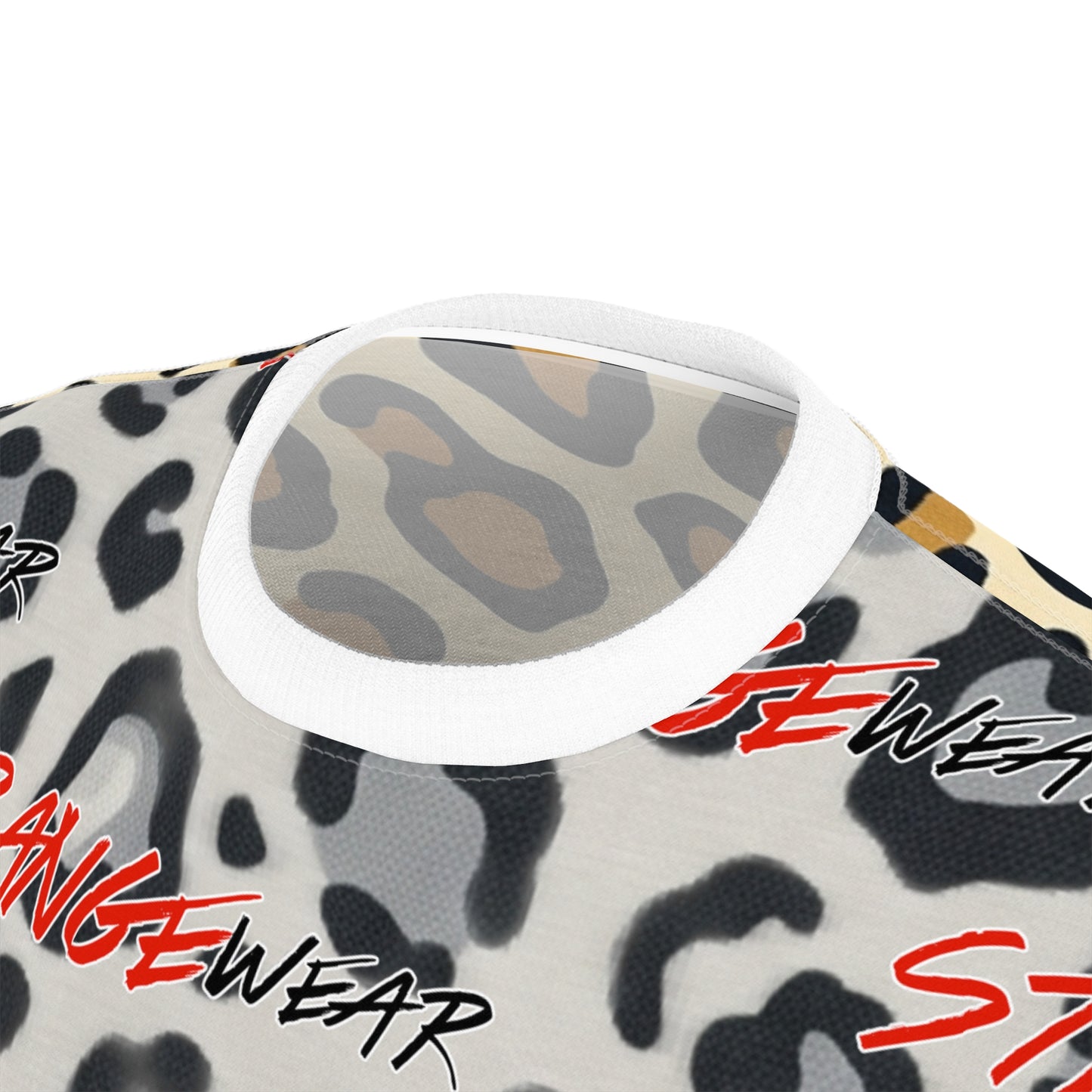 Strange Wear Leopard Graphic Tee — All-Over Print Streetwear