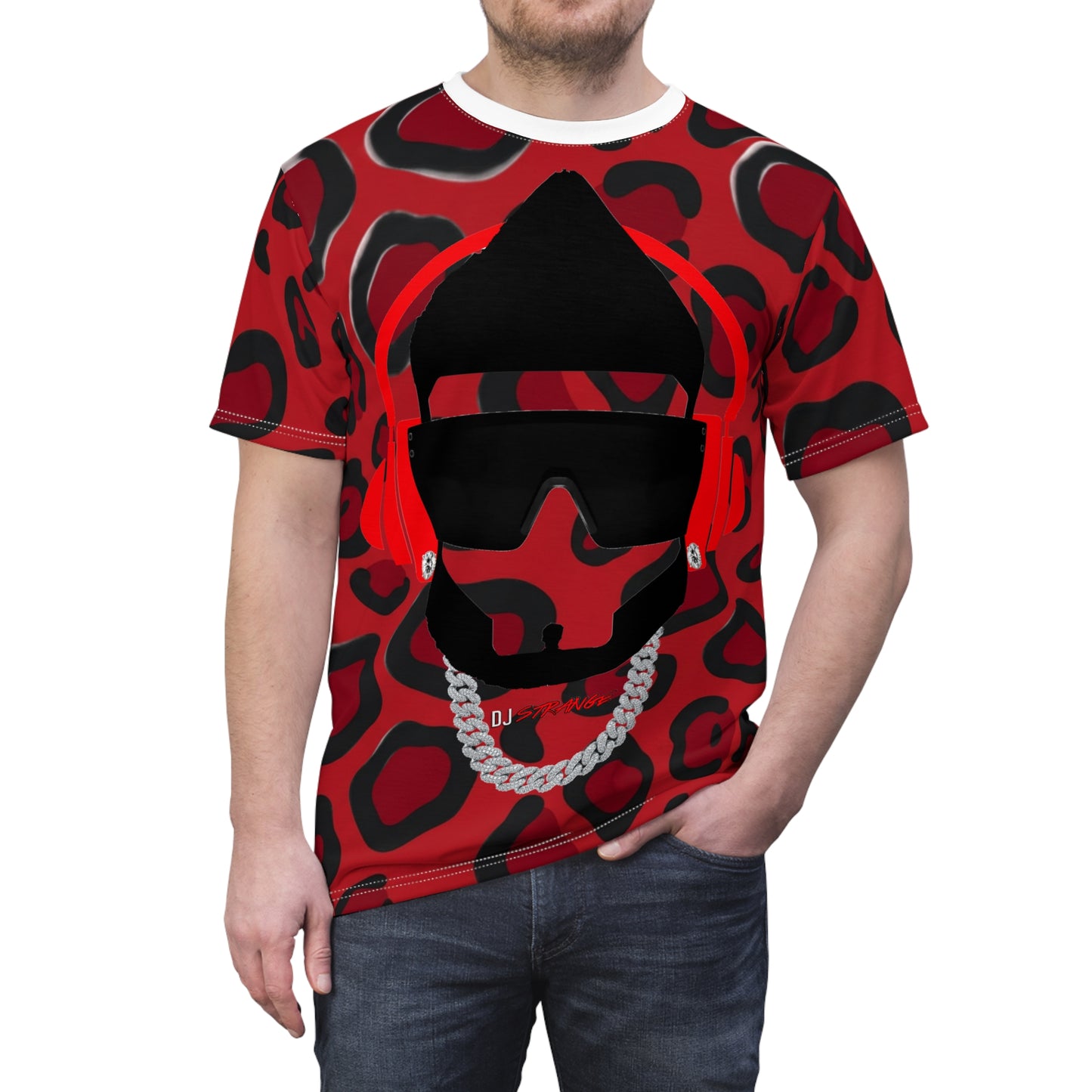 Red Leopard Print StrangeWear Graphic Tee