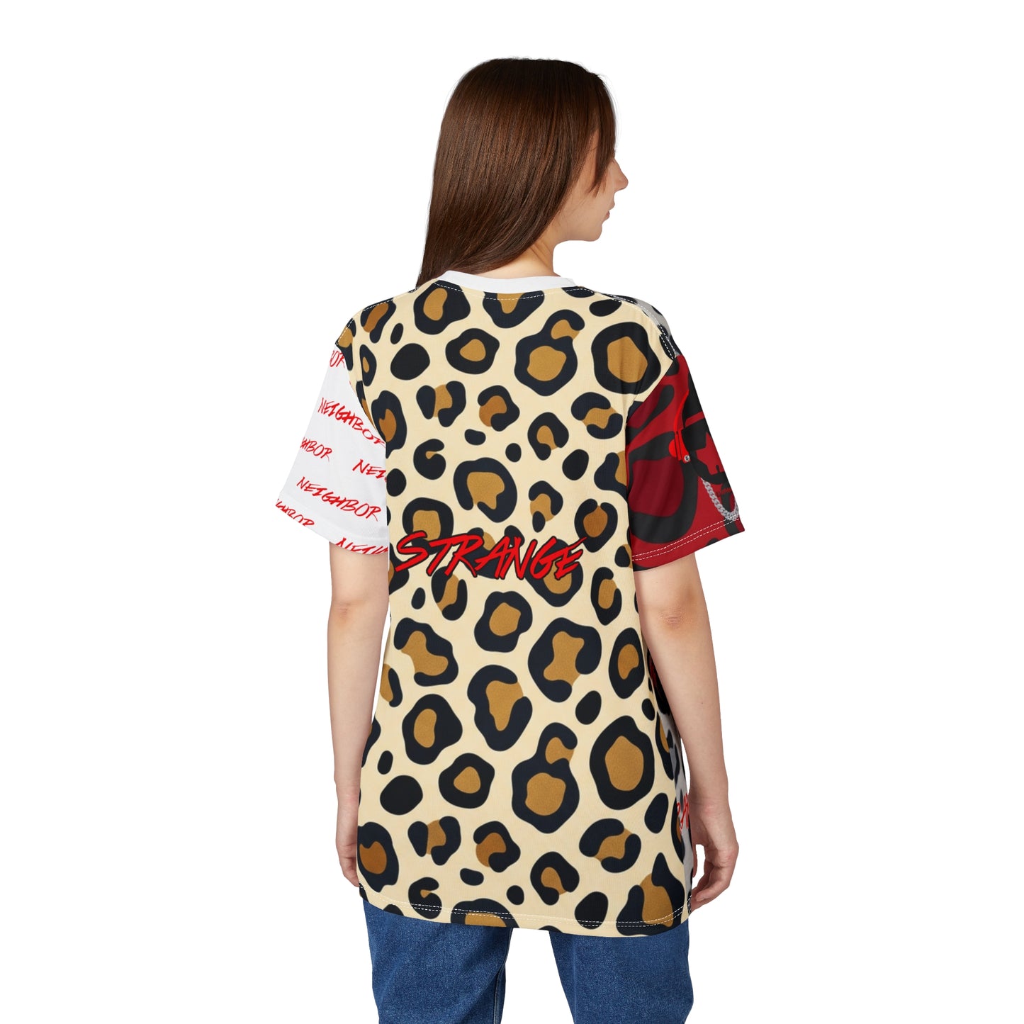 Strange Wear Leopard Graphic Tee — All-Over Print Streetwear