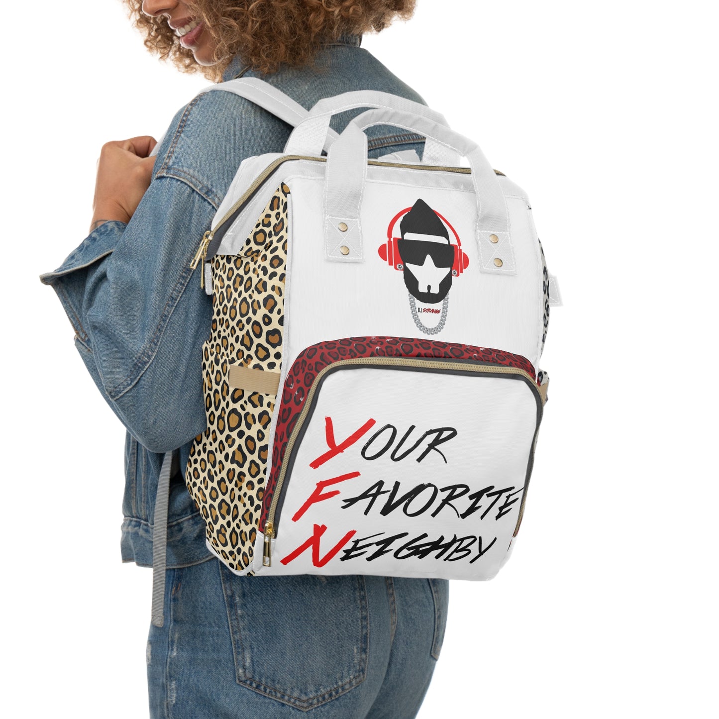 Leopard Patch Multifunctional Diaper Backpack — "Your Favorite Neighby"