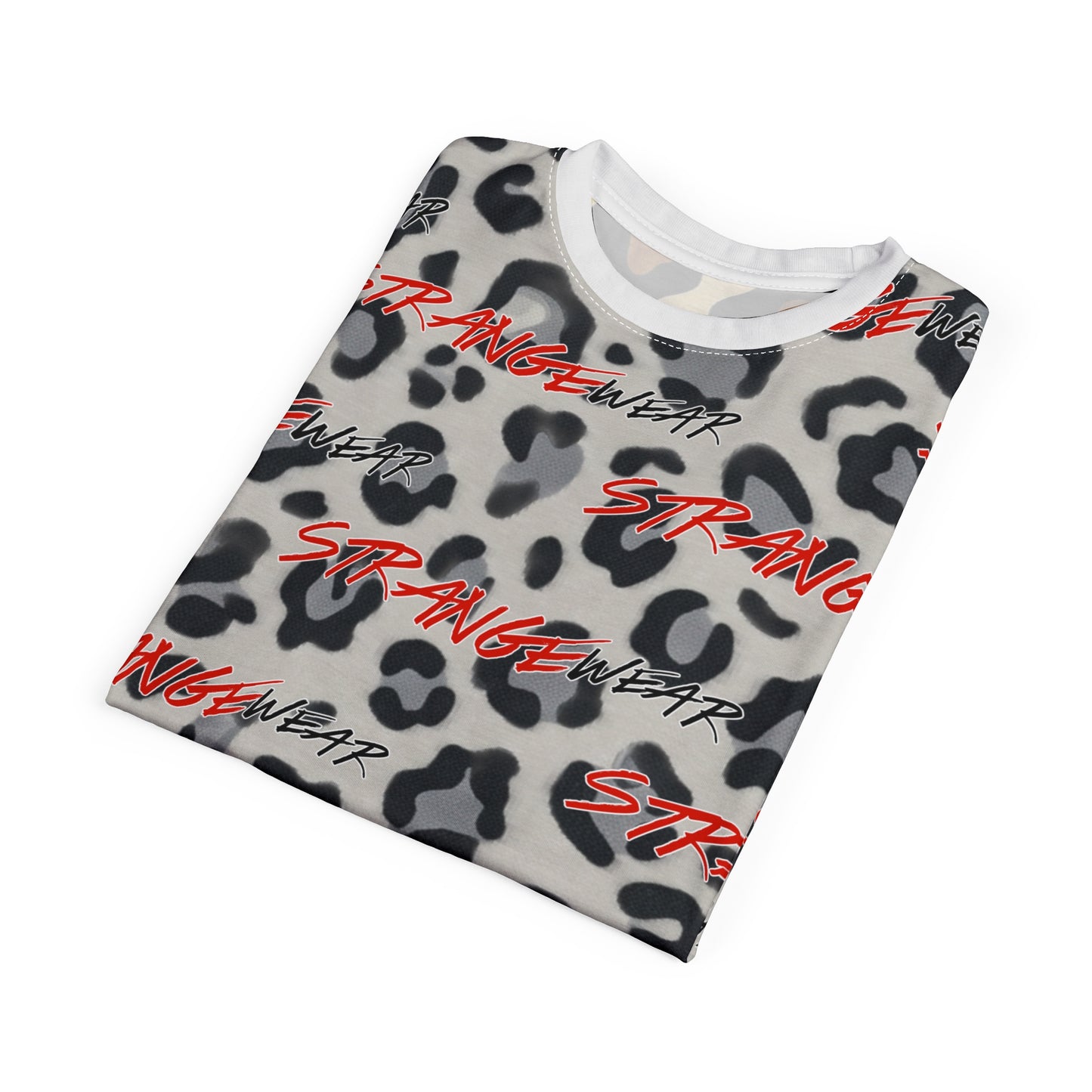 Strange Wear Leopard Graphic Tee — All-Over Print Streetwear