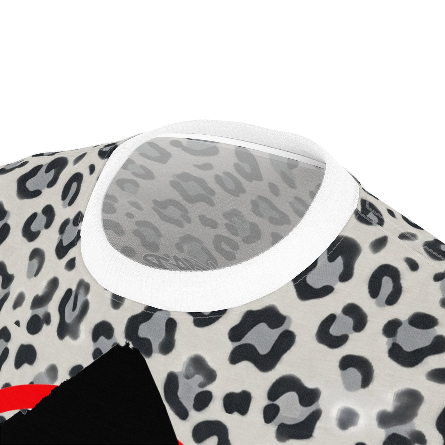 Gray/Red Leopard Print StrangeWear Silhouette Tee — Red Headphones Graphic T-Shirt